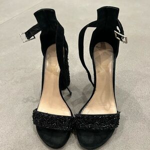 Black Ankle-Strap Block Heel Sandals